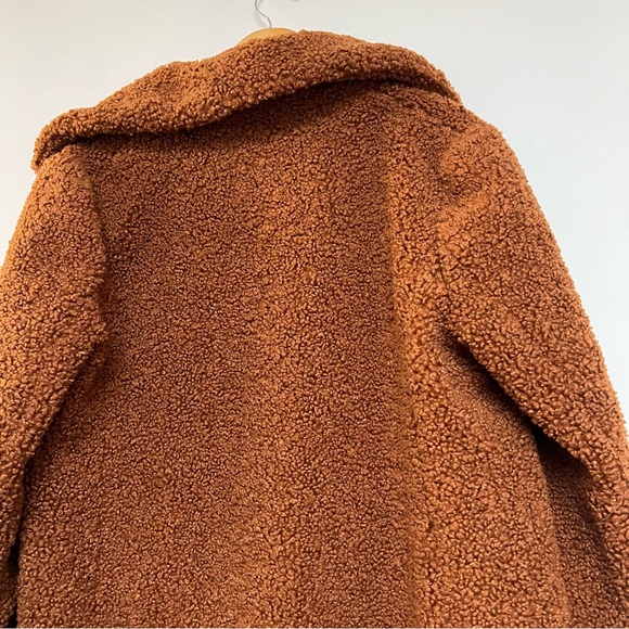 Sam Edelman Shawl Collar Faux Shearling Coat in Cognac Brown Long Teddy XL $240 - Picture 11 of 14